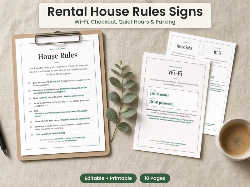 Printable Vacation Rental Sign Set cover