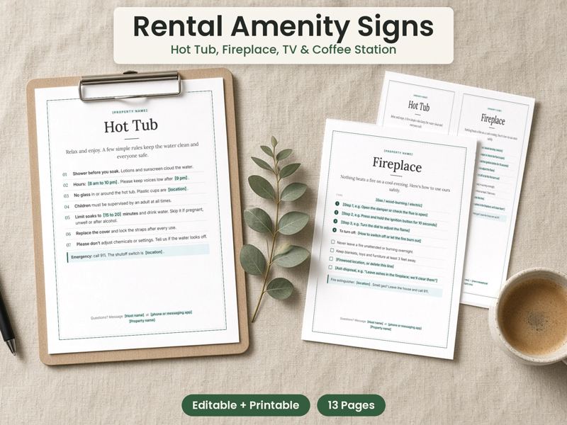 Airbnb Amenity Instruction Signs cover